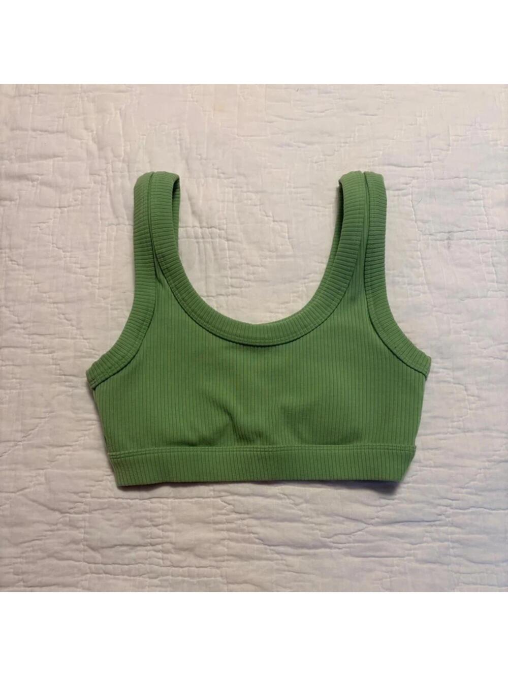 ALO Yoga Ribbed Light Green Sports Bra